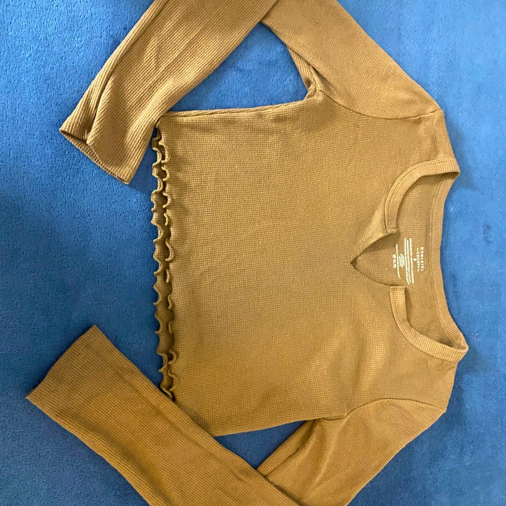 Brown long sleeve with slit size small